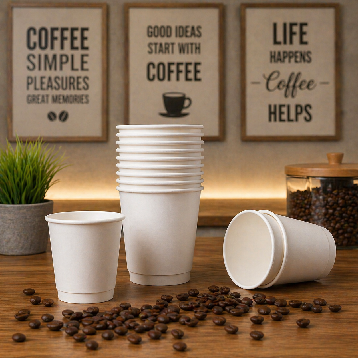 150ML White Double Wall Paper Cup - Pack Of 25 Pieces