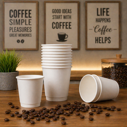 150ML White Double Wall Paper Cup - Pack Of 25 Pieces