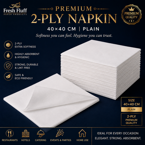 Premium 2-Ply Plain Paper Napkins 40×40 CM | Soft, Absorbent & Hygienic