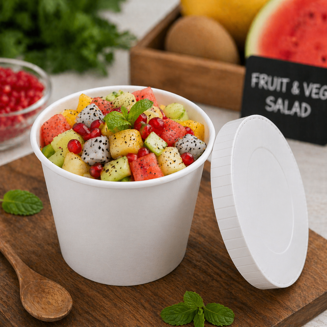 300ML Paper Container with Paper Lid - Pack of 25 Pieces