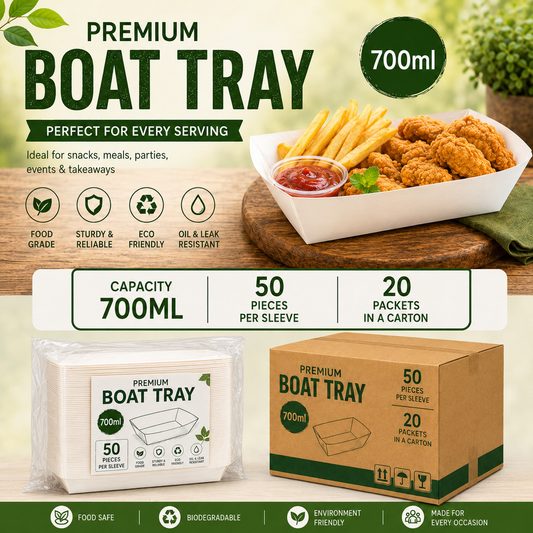700ML Premium Boat Tray | Food Grade Disposable Serving Tray