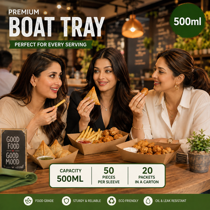 500ML Premium Boat Tray | Food Grade Disposable Serving Tray