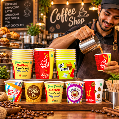 65ML Premium Disposable Paper Cups – Tea & Coffee Cups | 50 Cups per Packet | 200 Packets per Case