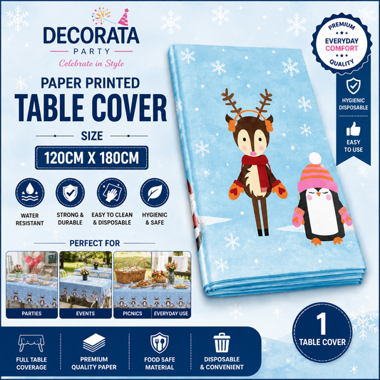 Decorata Party Paper Printed Table Cover – 120cm × 180cm | Festive Disposable Tablecloth for Parties, Events & Everyday Use