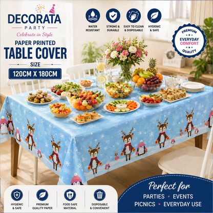 Decorata Party Paper Printed Table Cover – 120cm × 180cm | Festive Disposable Tablecloth for Parties, Events & Everyday Use