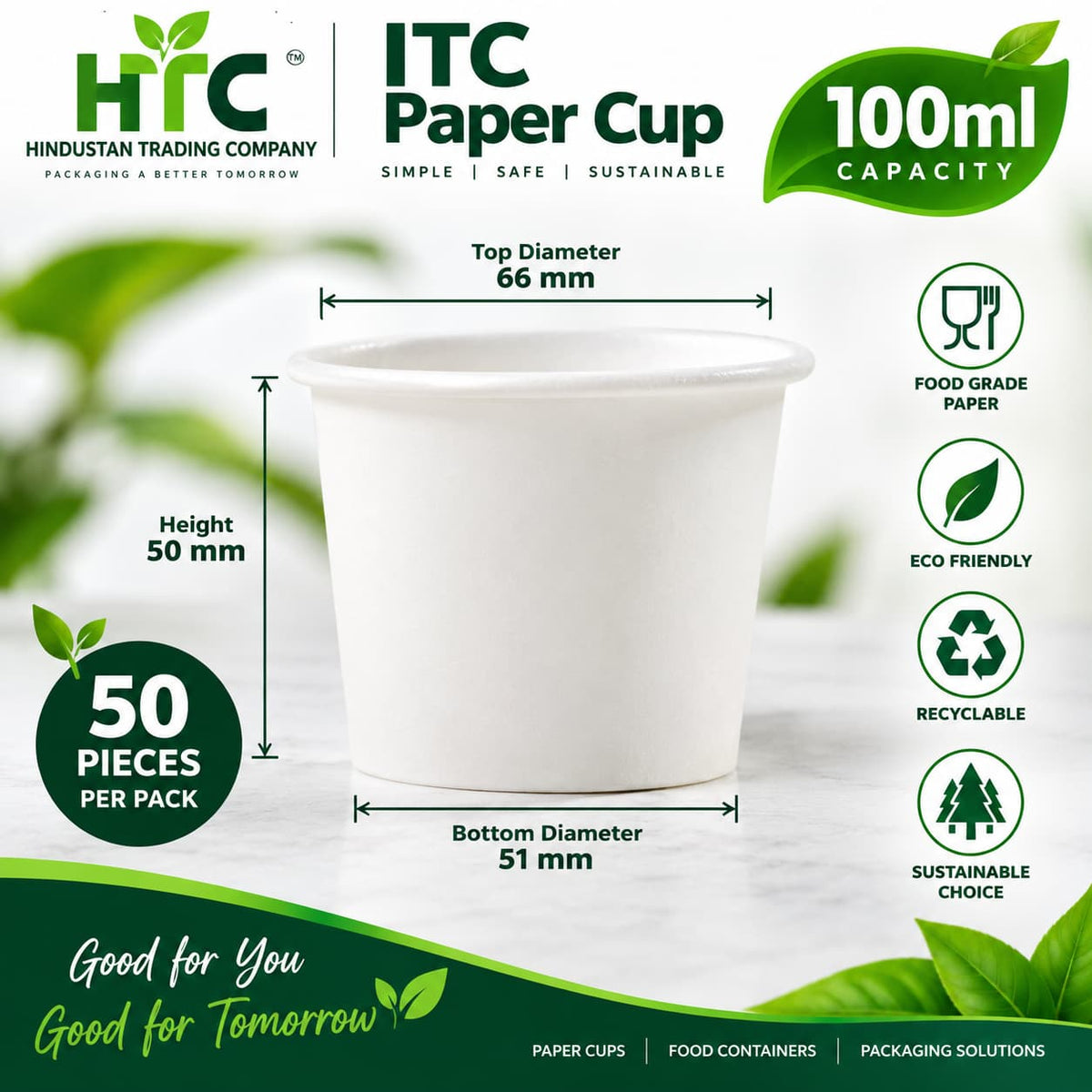 ITC 100ml Paper Ice Cream Cup – Pack of 50 Pieces