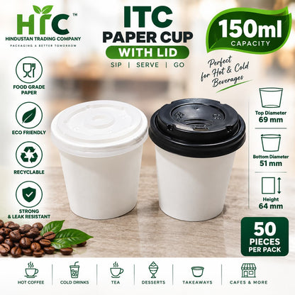 ITC 150ml Paper Ice Cream Cup with Lid – Pack of 50 Pieces