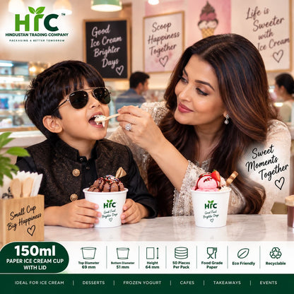 ITC 150ml Paper Ice Cream Cup with Lid – Pack of 50 Pieces