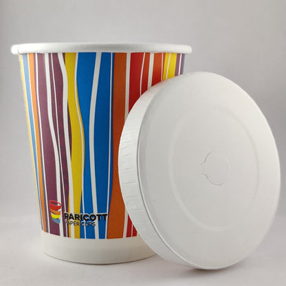 240ML [8 Oz] Paper Juice Glass with Straw Cut LID - Pack of 50