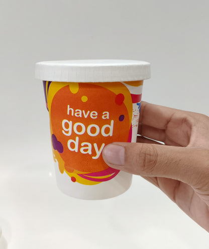 240ML [8 Oz] Paper Juice Glass with Straw Cut LID - Pack of 50