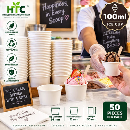 ITC 100ml Paper Ice Cream Cup – Pack of 50 Pieces