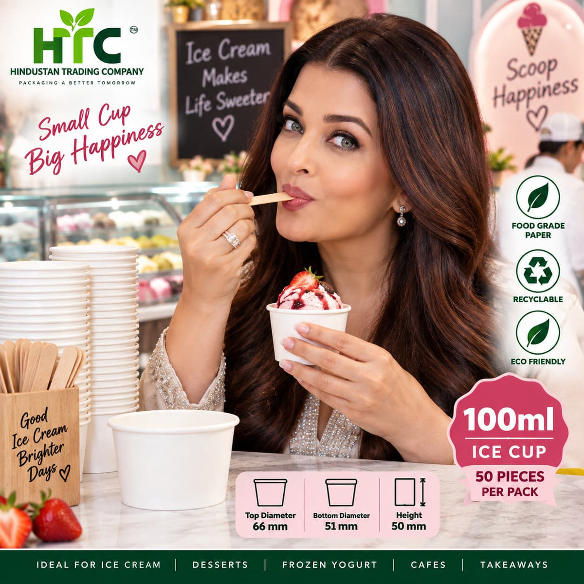 ITC 100ml Paper Ice Cream Cup – Pack of 50 Pieces