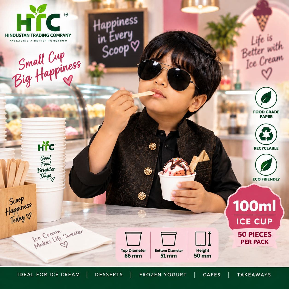 ITC 100ml Paper Ice Cream Cup – Pack of 50 Pieces