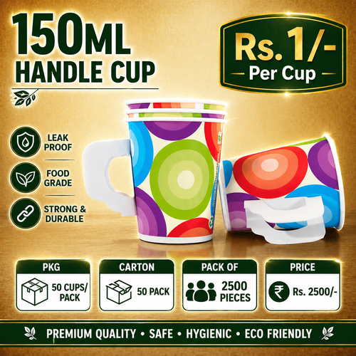 150ML Handle Cups - Pack of 50 Pieces
