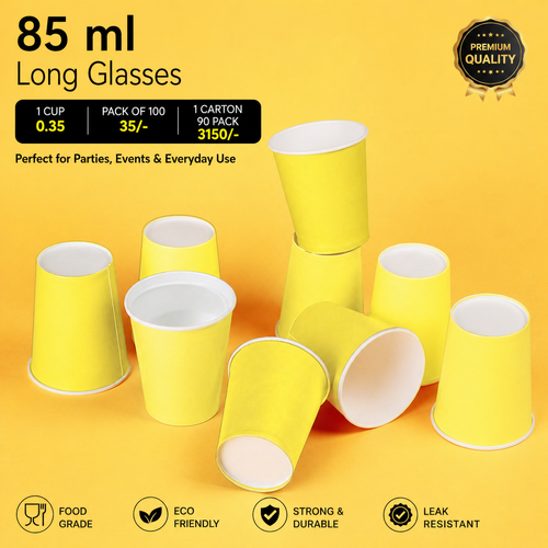 85ML Solid Yellow - Pack Of 100 Pieces